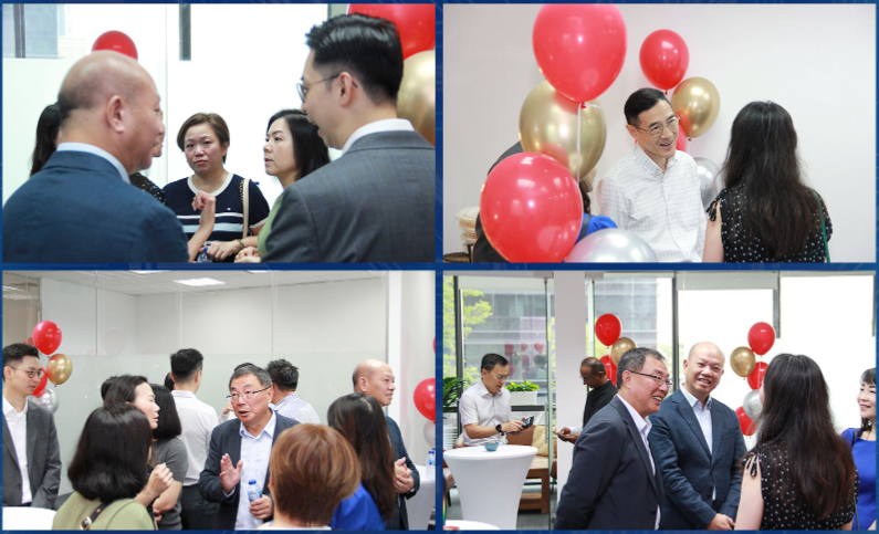 Guests networking at SMART-CORE CLOUD Singapore office opening