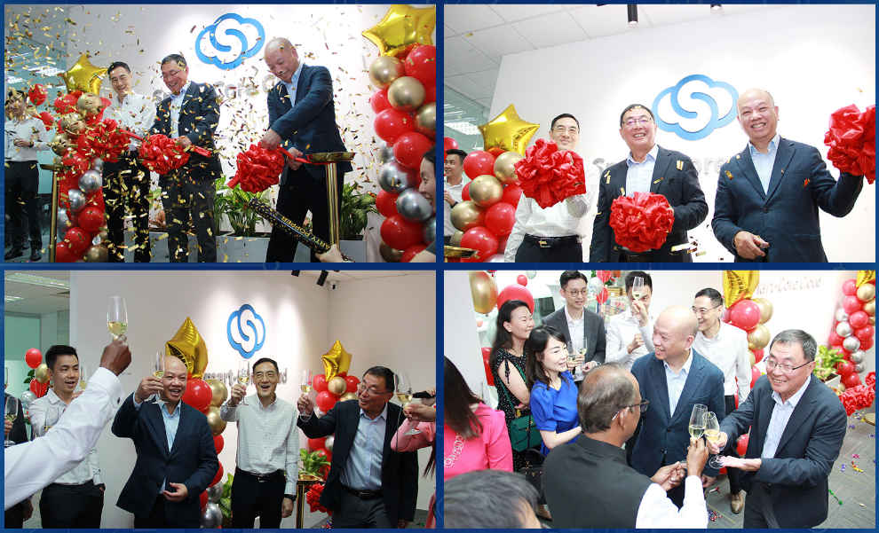 Ribbon cutting and lion dance ceremony at Singapore office launch